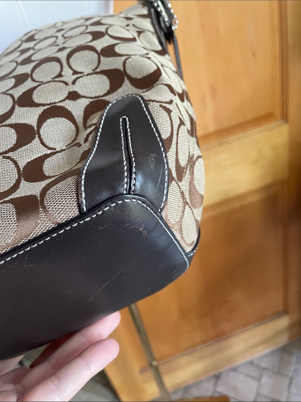 Coach Signature Canvas Hobo Bag in Brown/Tan 6076 - Picture 3 of 15